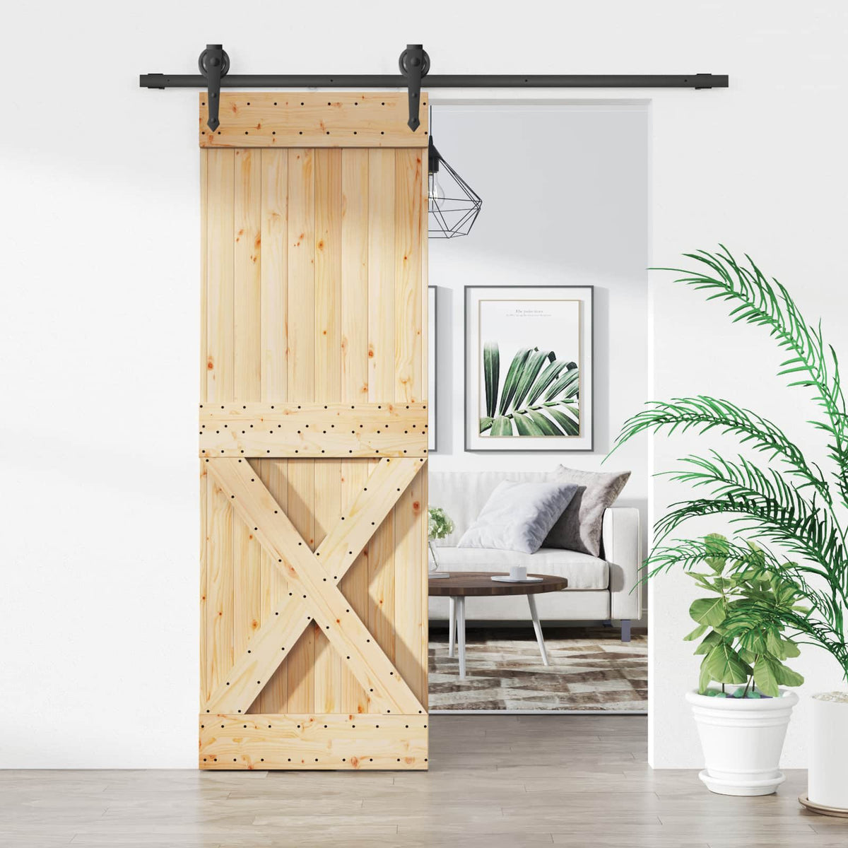Posuvné Dveře Přirozená A Černá 70 X 210 Cm