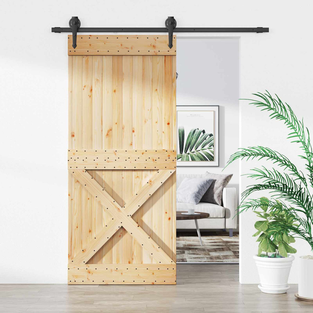 Posuvné Dveře Přirozená A Černá 90 X 210 Cm