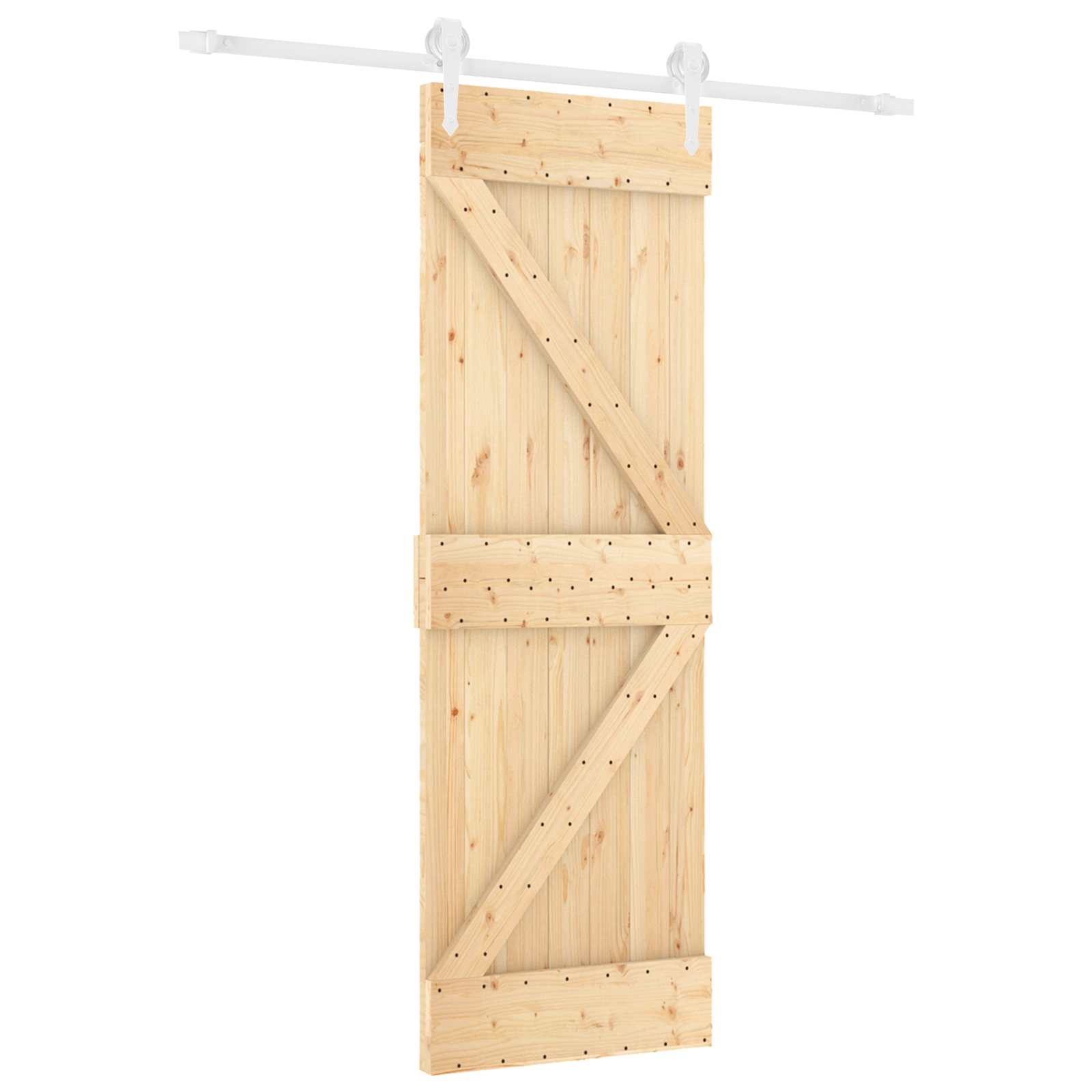Posuvné Dveře Přírodní A Bílá 70 X 210 Cm Masivní Borové Dřevo