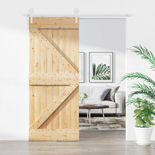 Posuvné Dveře Přírodní A Bílá 85 X 210 Cm Masivní Borové Dřevo