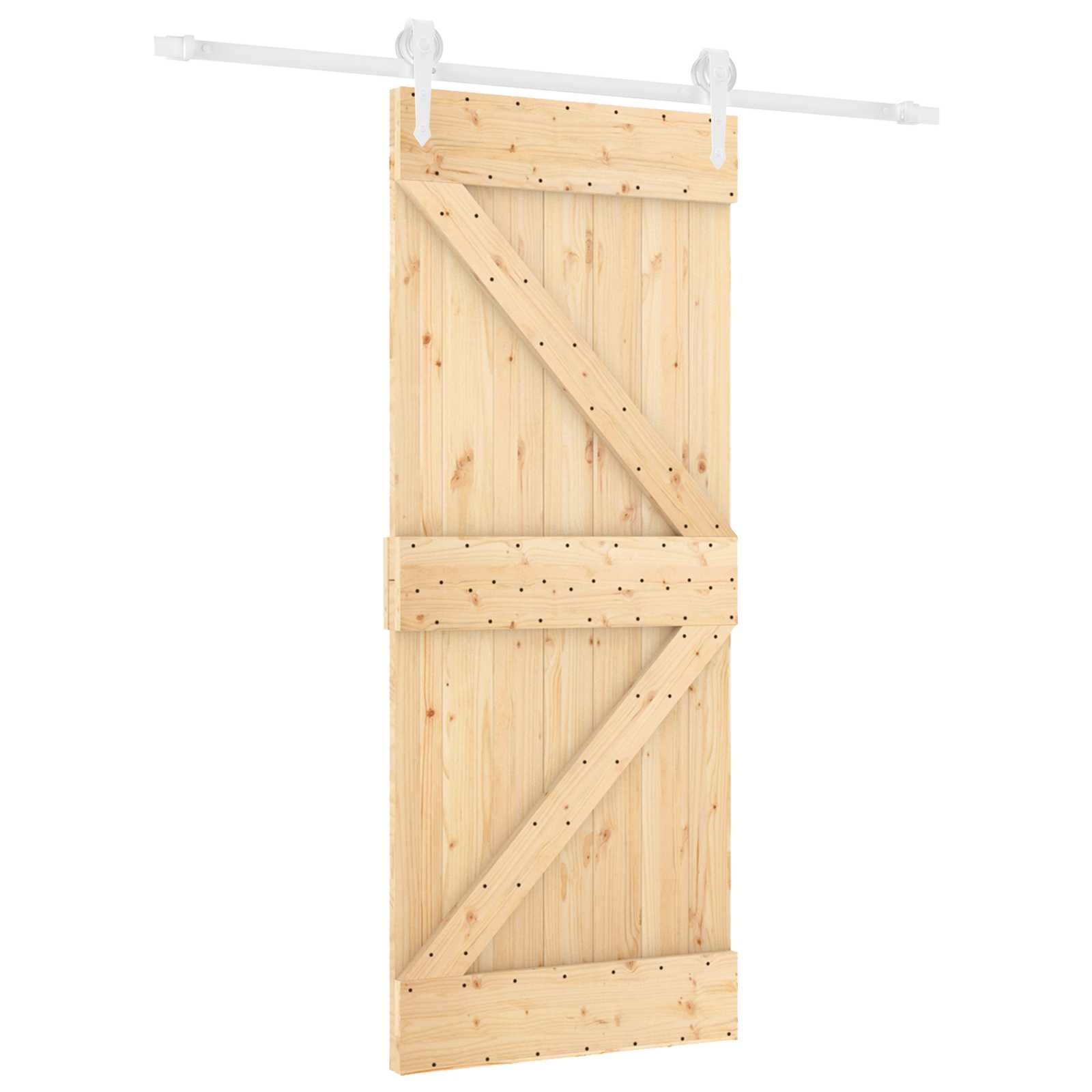 Posuvné Dveře Přírodní A Bílá 85 X 210 Cm Masivní Borové Dřevo