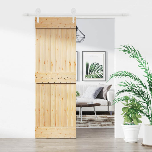 Posuvné Dveře Přírodní A Bílá 70 X 210 Cm Masivní Borové Dřevo