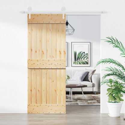 Posuvné Dveře Přírodní A Bílá 80 X 210 Cm Masivní Borové Dřevo