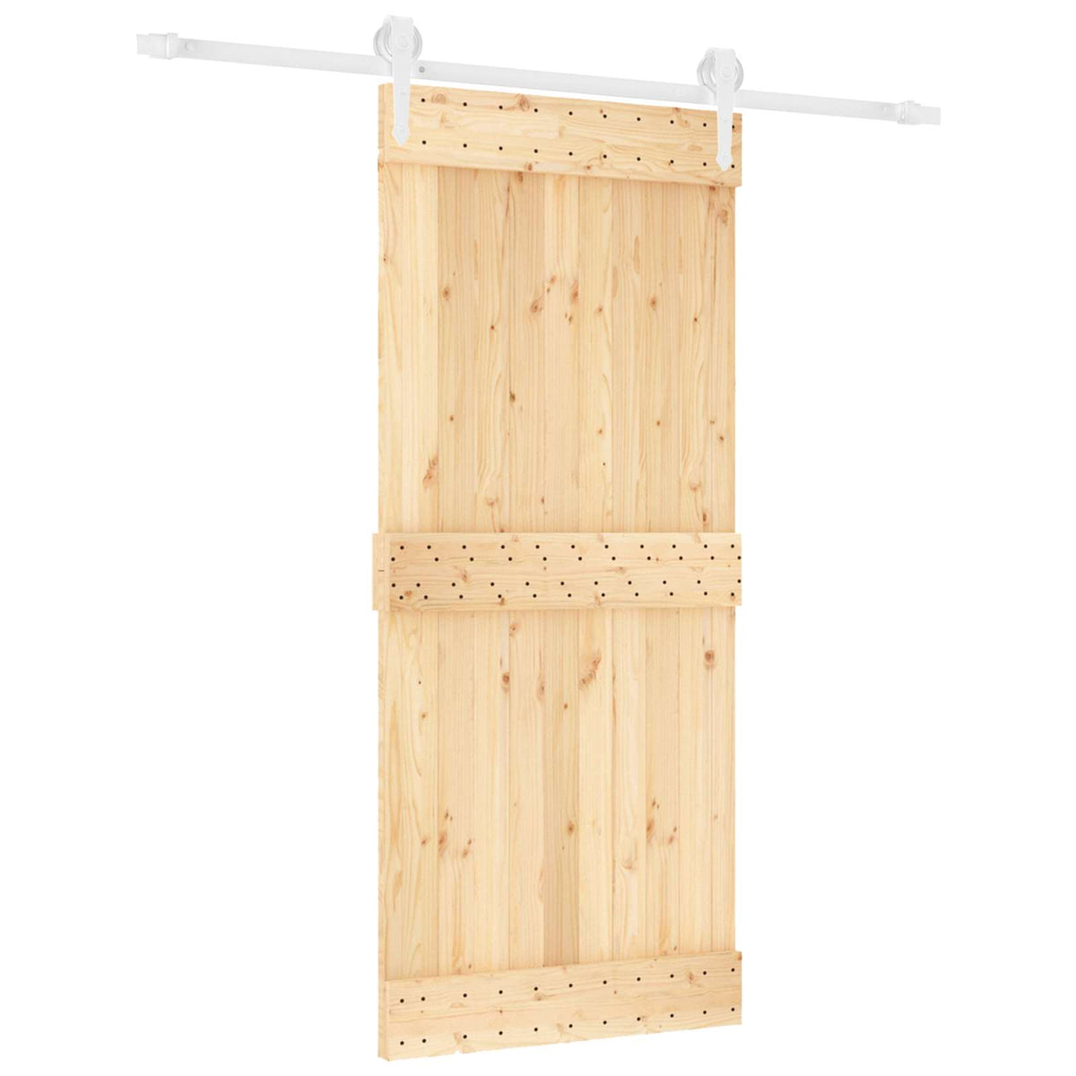 Posuvné Dveře Přírodní A Bílá 90 X 210 Cm Masivní Borové Dřevo