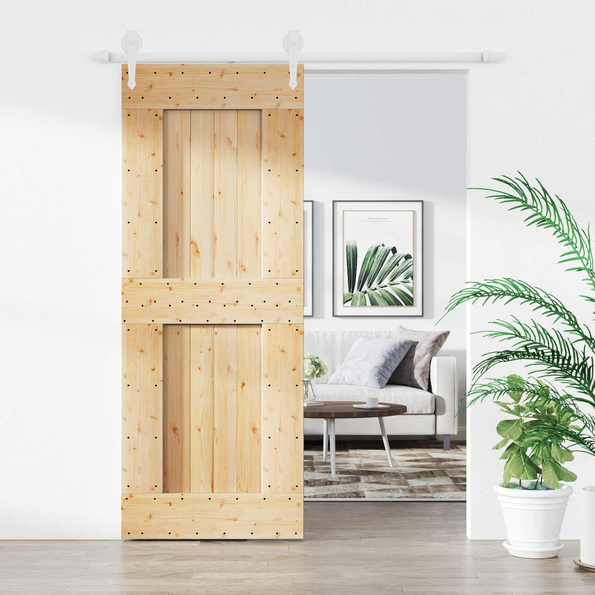 Posuvné Dveře Přírodní A Bílá 80 X 210 Cm Masivní Borové Dřevo