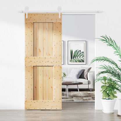 Posuvné Dveře Přírodní A Bílá 80 X 210 Cm Masivní Borové Dřevo