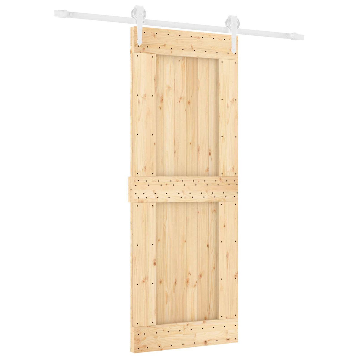 Posuvné Dveře Přírodní A Bílá 80 X 210 Cm Masivní Borové Dřevo
