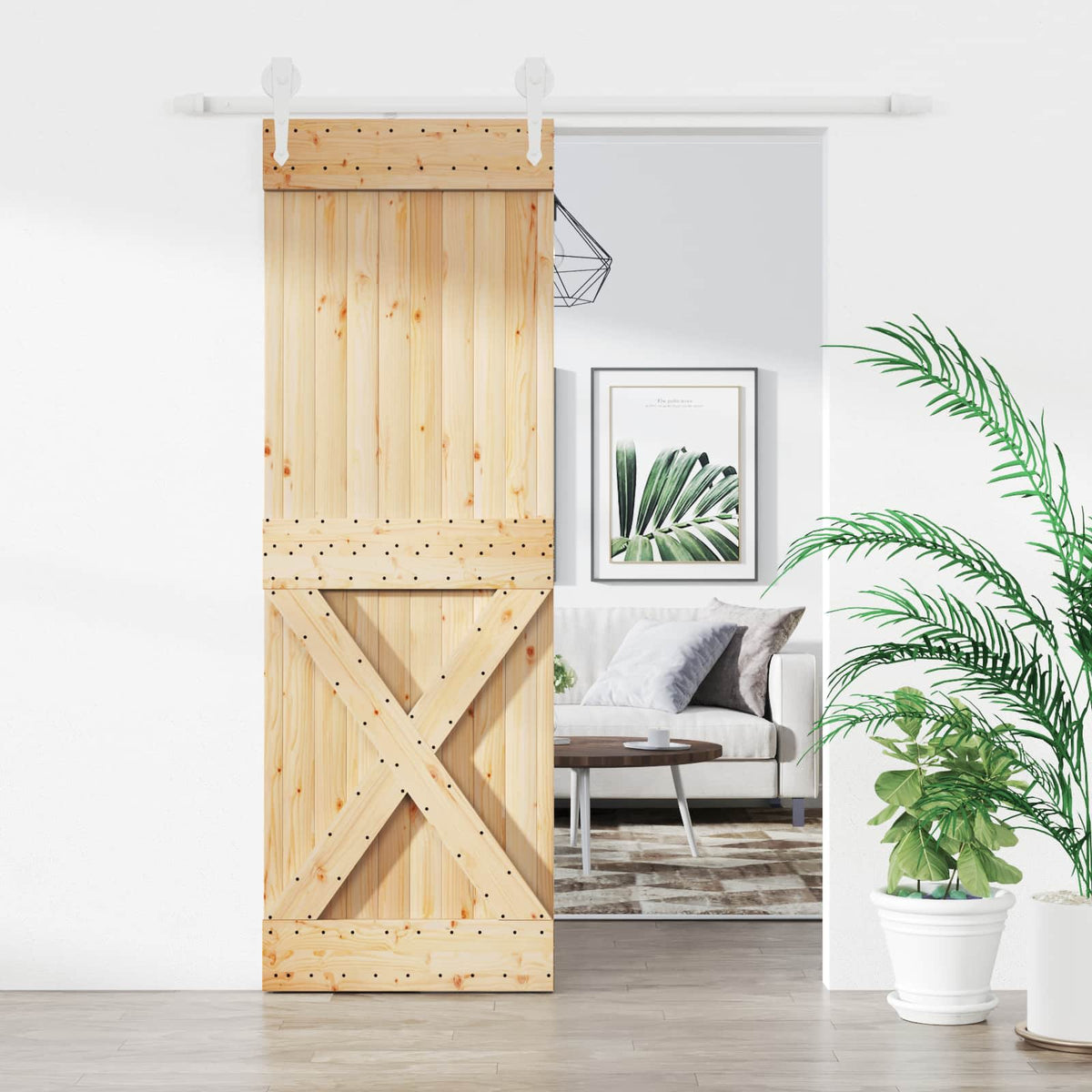 Posuvné Dveře Přírodní A Bílá 70 X 210 Cm Masivní Borové Dřevo