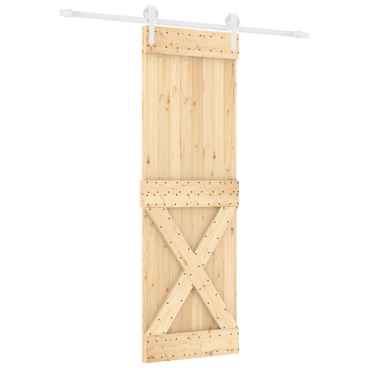 Posuvné Dveře Přírodní A Bílá 70 X 210 Cm Masivní Borové Dřevo