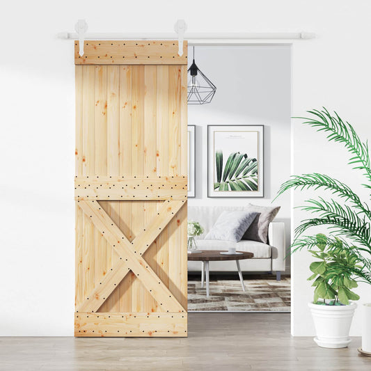 Posuvné Dveře Přírodní A Bílá 80 X 210 Cm Masivní Borové Dřevo