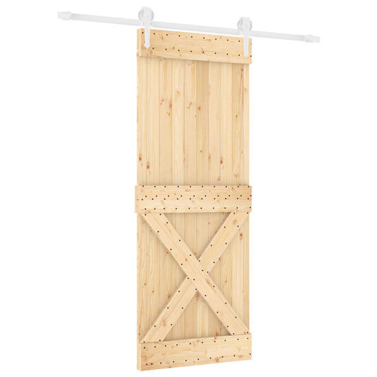 Posuvné Dveře Přírodní A Bílá 80 X 210 Cm Masivní Borové Dřevo