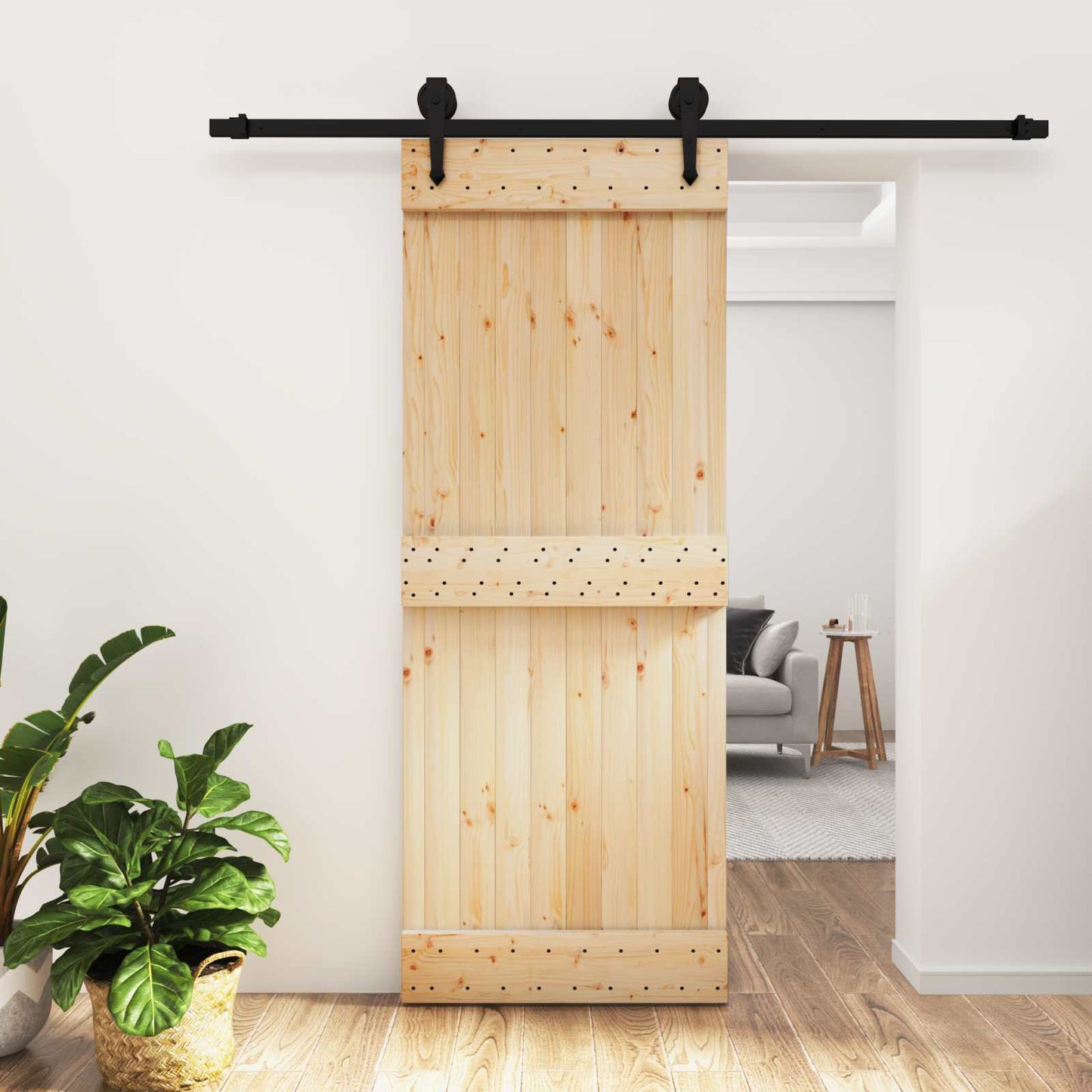 Posuvné Dveře Přirozená A Černá 80 X 210 Cm