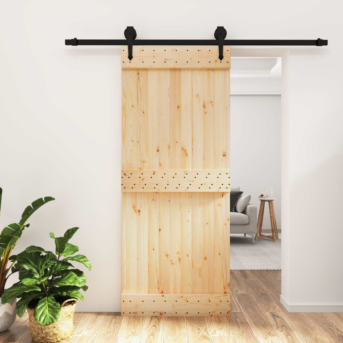 Posuvné Dveře Přirozená A Černá 85 X 210 Cm
