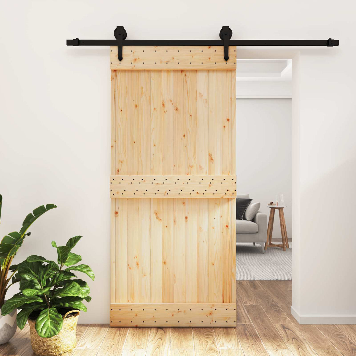 Posuvné Dveře Přirozená A Černá 95 X 210 Cm