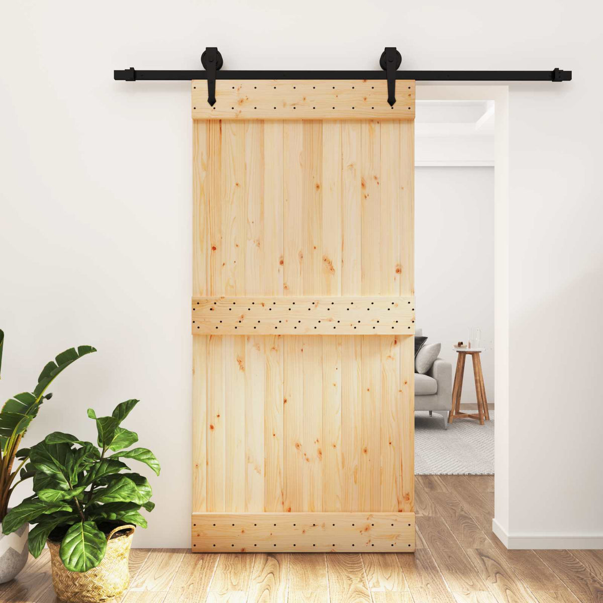 Posuvné Dveře Přirozená A Černá 100 X 210 Cm