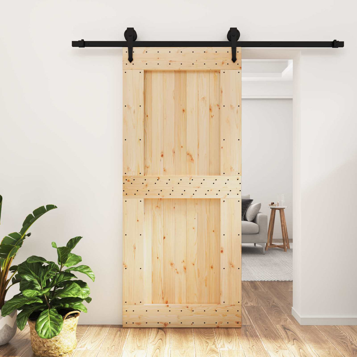 Posuvné Dveře Přirozená A Černá 90 X 210 Cm