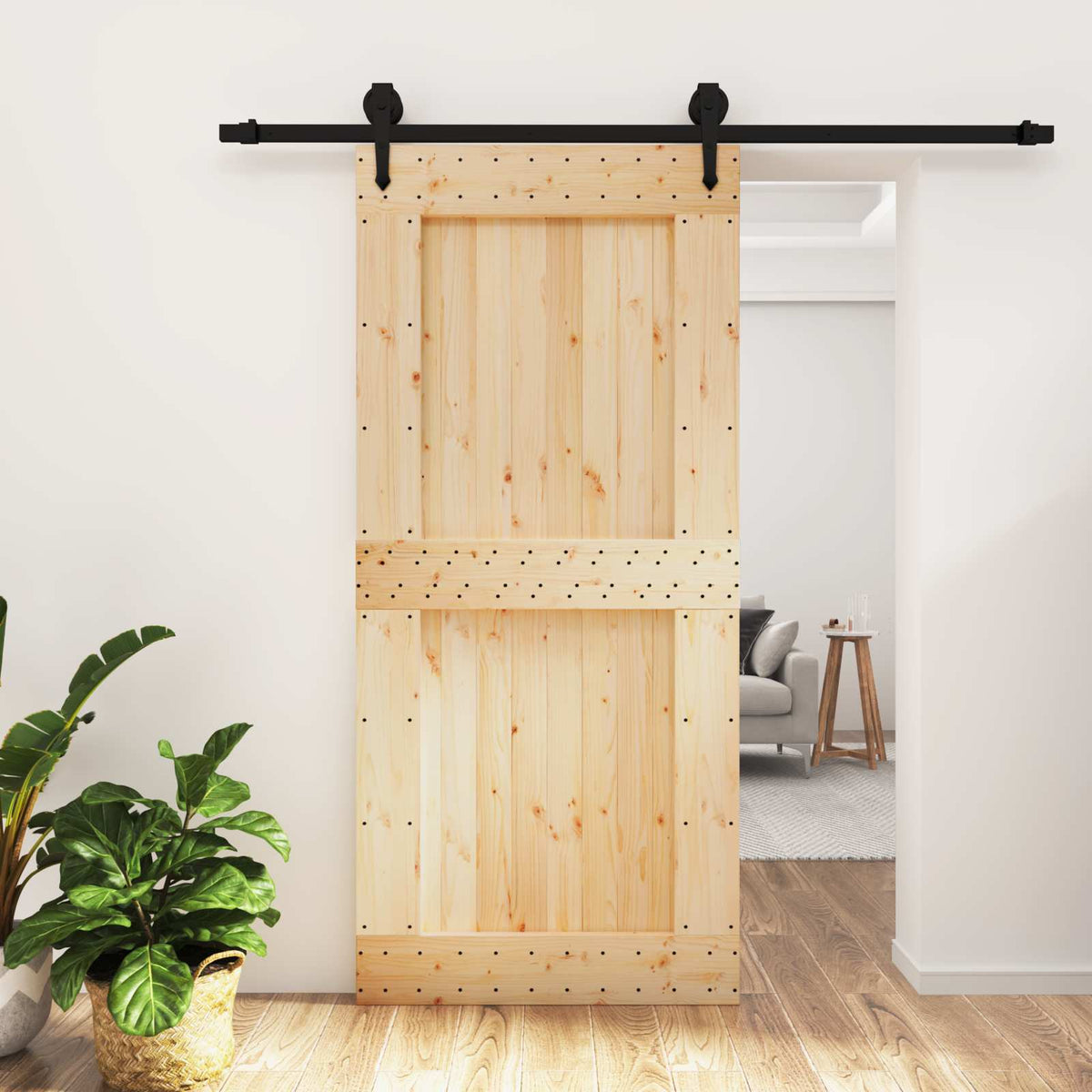 Posuvné Dveře Přirozená A Černá 95 X 210 Cm