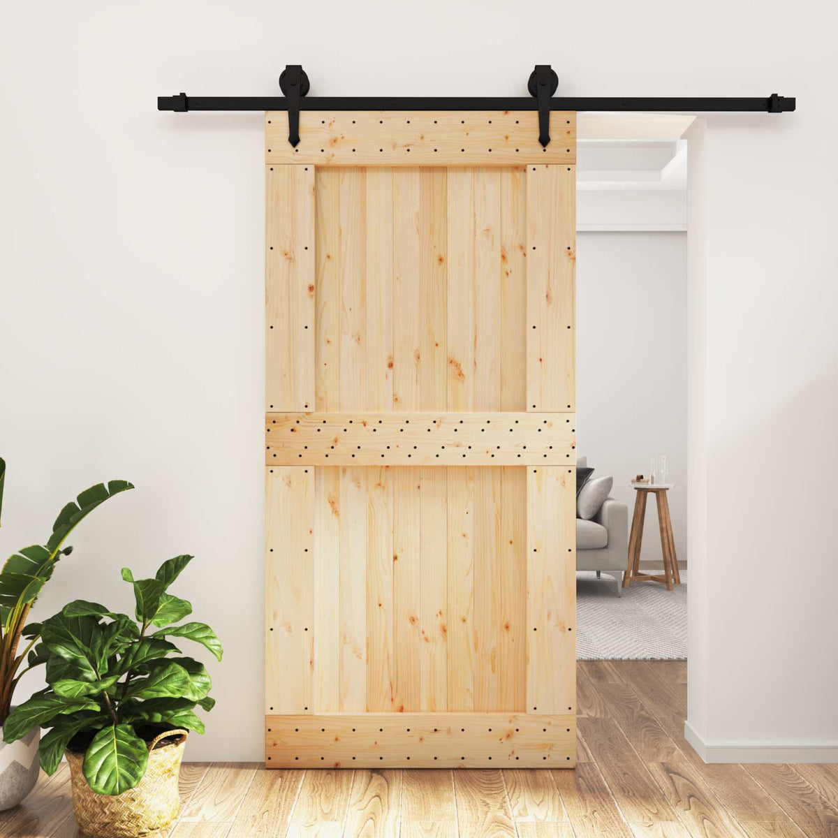 Posuvné Dveře Přirozená A Černá 100 X 210 Cm
