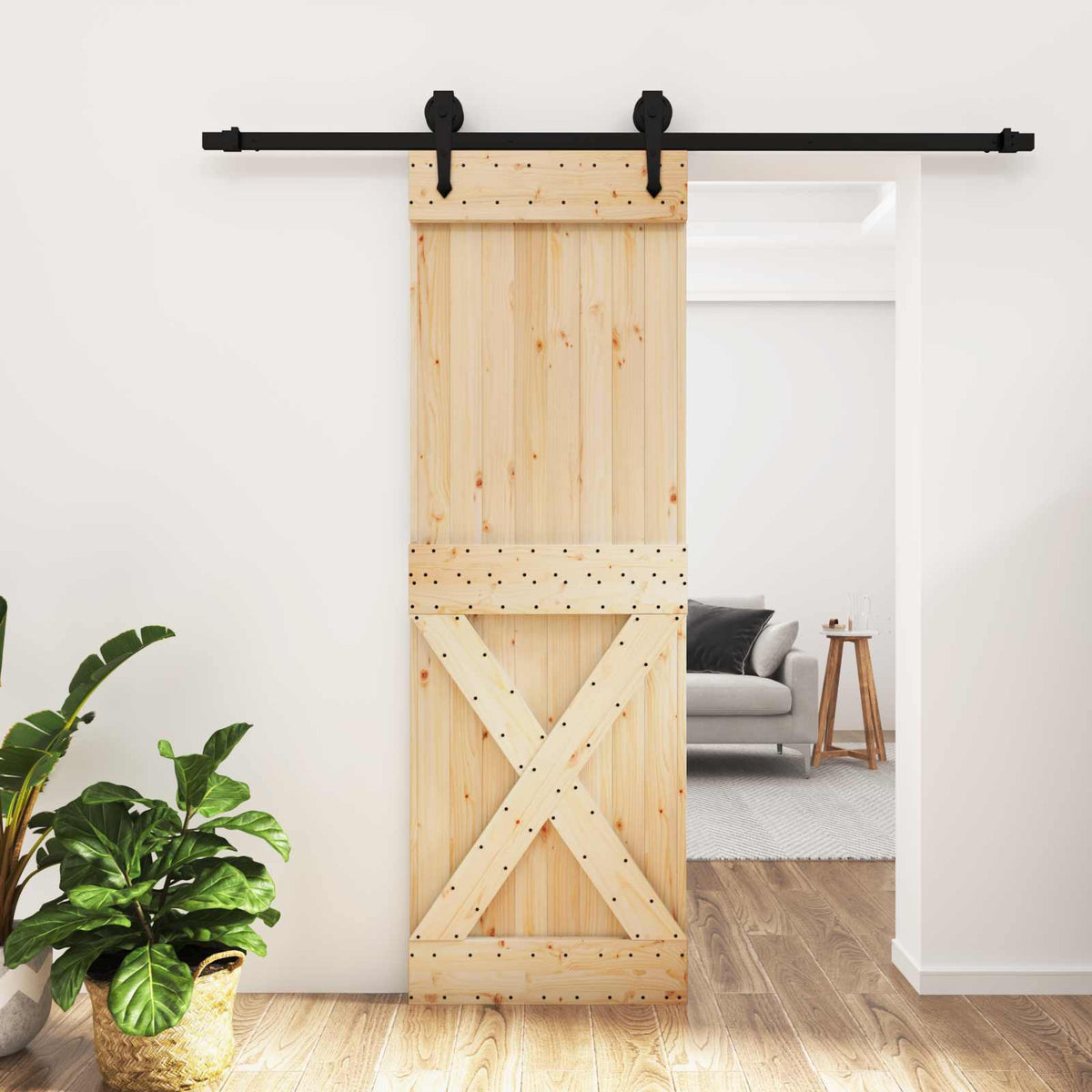 Posuvné Dveře Přirozená A Černá 70 X 210 Cm