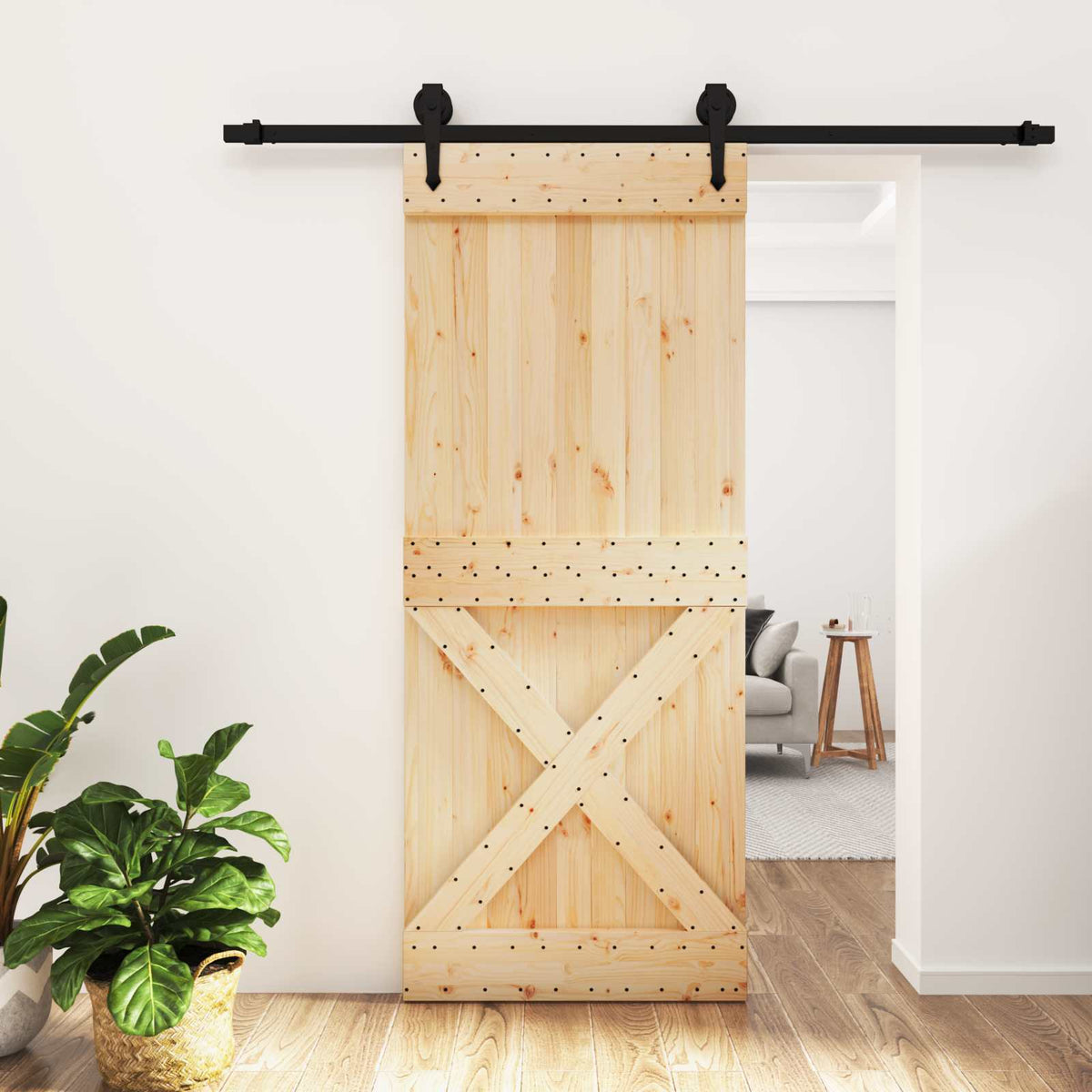 Posuvné Dveře Přirozená A Černá 85 X 210 Cm