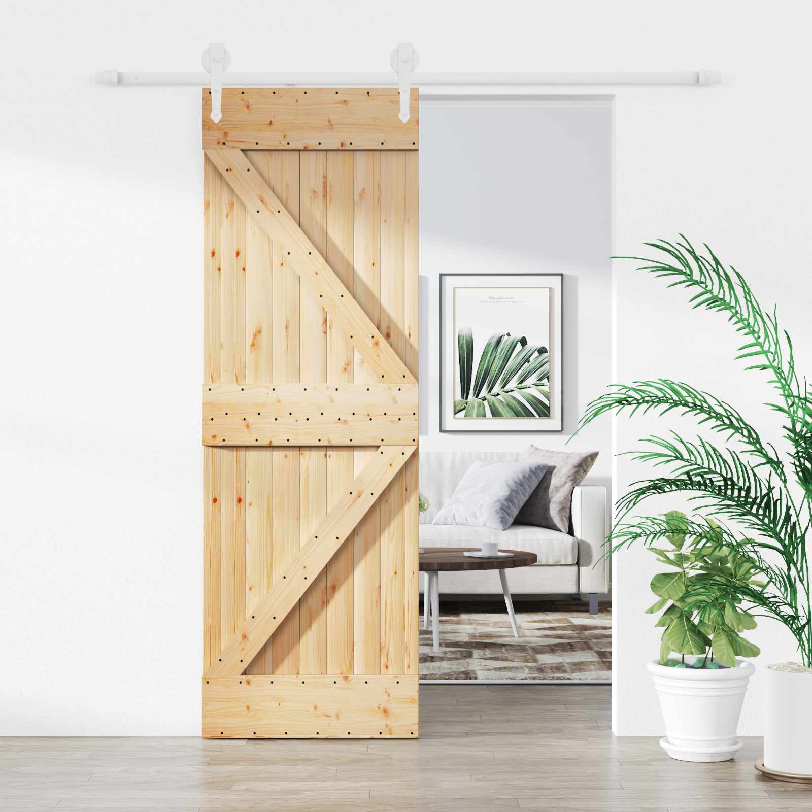 Posuvné Dveře Přírodní A Bílá 70 X 210 Cm Masivní Borové Dřevo