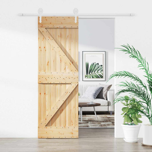 Posuvné Dveře Přírodní A Bílá 70 X 210 Cm Masivní Borové Dřevo