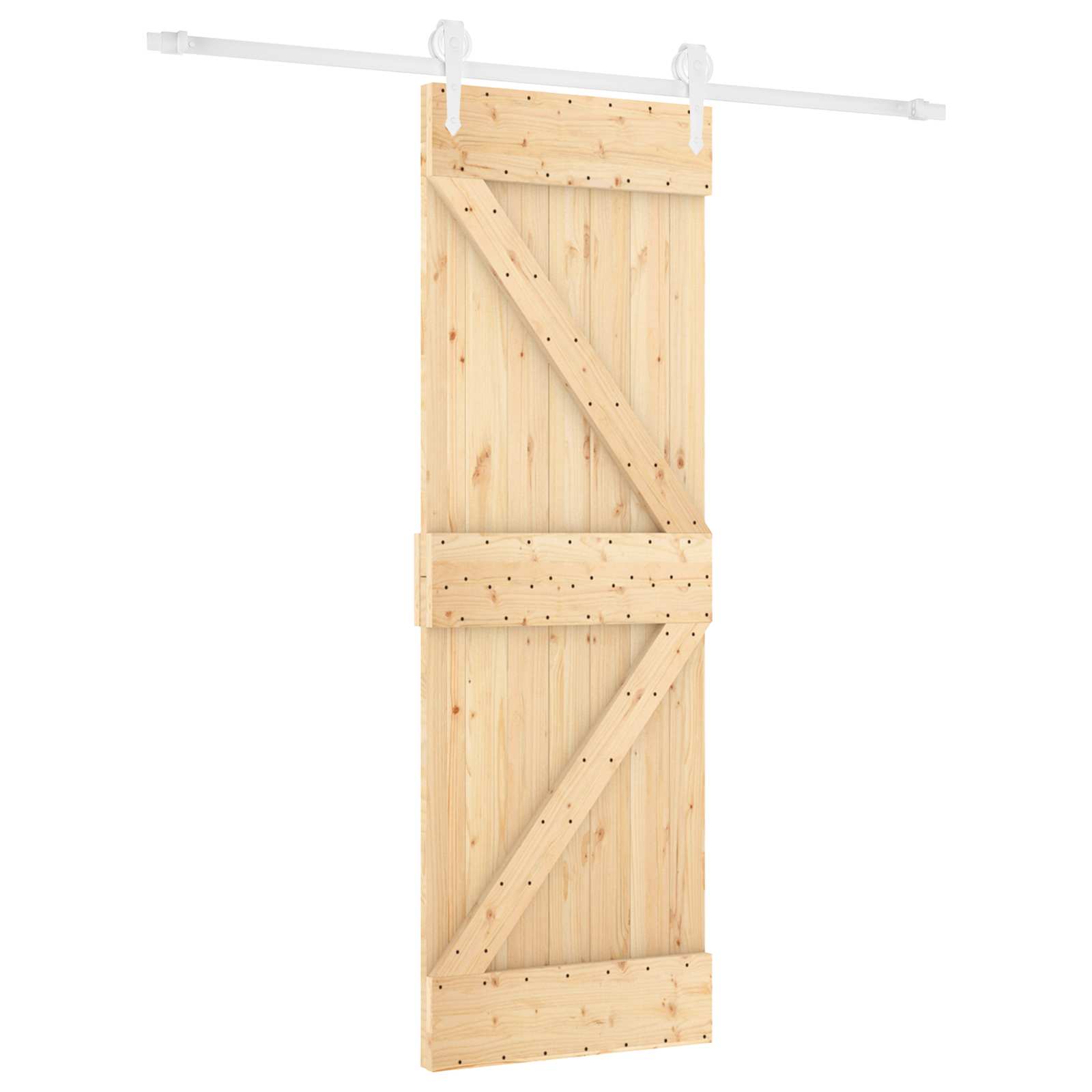 Posuvné Dveře Přírodní A Bílá 70 X 210 Cm Masivní Borové Dřevo