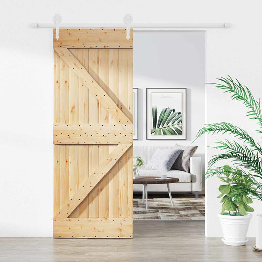 Posuvné Dveře Přírodní A Bílá 85 X 210 Cm Masivní Borové Dřevo
