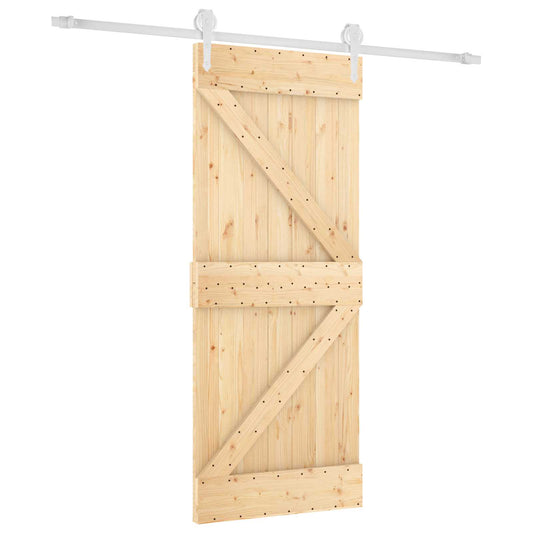Posuvné Dveře Přírodní A Bílá 85 X 210 Cm Masivní Borové Dřevo