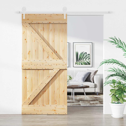 Posuvné Dveře Přírodní A Bílá 95 X 210 Cm Masivní Borové Dřevo