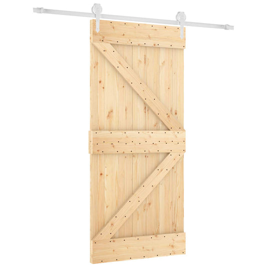 Posuvné Dveře Přírodní A Bílá 95 X 210 Cm Masivní Borové Dřevo