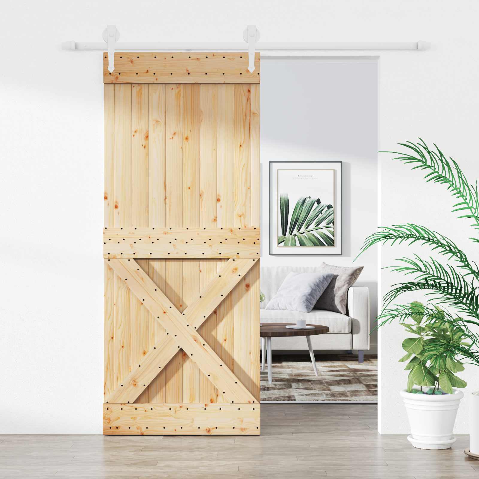 Posuvné Dveře Přírodní A Bílá 100 X 210 Cm