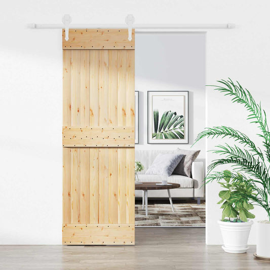 Posuvné Dveře Přírodní A Bílá 70 X 210 Cm Masivní Borové Dřevo