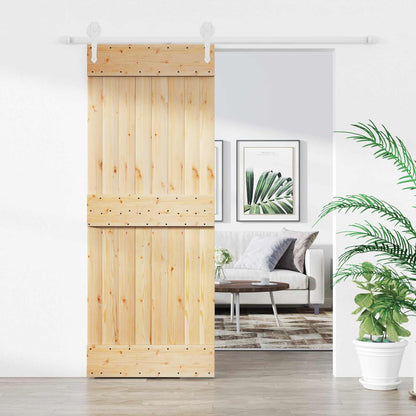 Posuvné Dveře Přírodní A Bílá 80 X 210 Cm Masivní Borové Dřevo