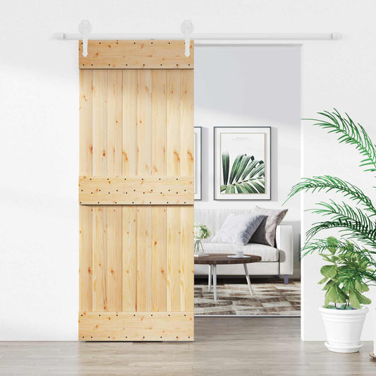 Posuvné Dveře Přírodní A Bílá 80 X 210 Cm Masivní Borové Dřevo
