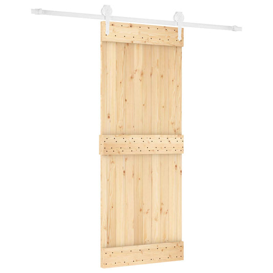 Posuvné Dveře Přírodní A Bílá 80 X 210 Cm Masivní Borové Dřevo