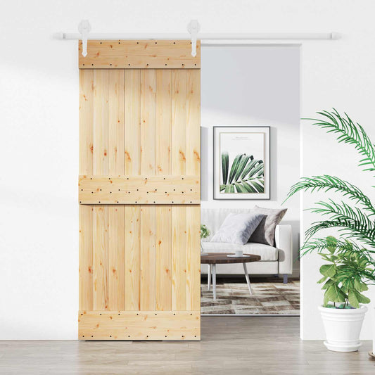 Posuvné Dveře Přírodní A Bílá 85 X 210 Cm Masivní Borové Dřevo