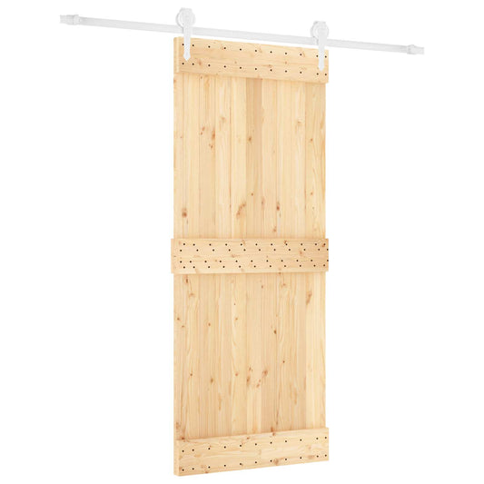 Posuvné Dveře Přírodní A Bílá 85 X 210 Cm Masivní Borové Dřevo