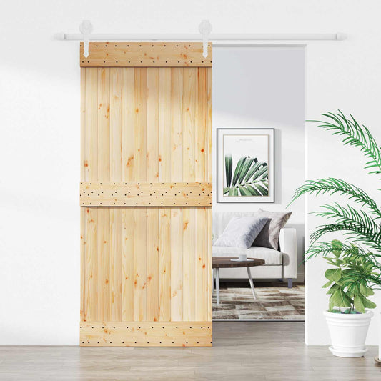Posuvné Dveře Přírodní A Bílá 90 X 210 Cm Masivní Borové Dřevo