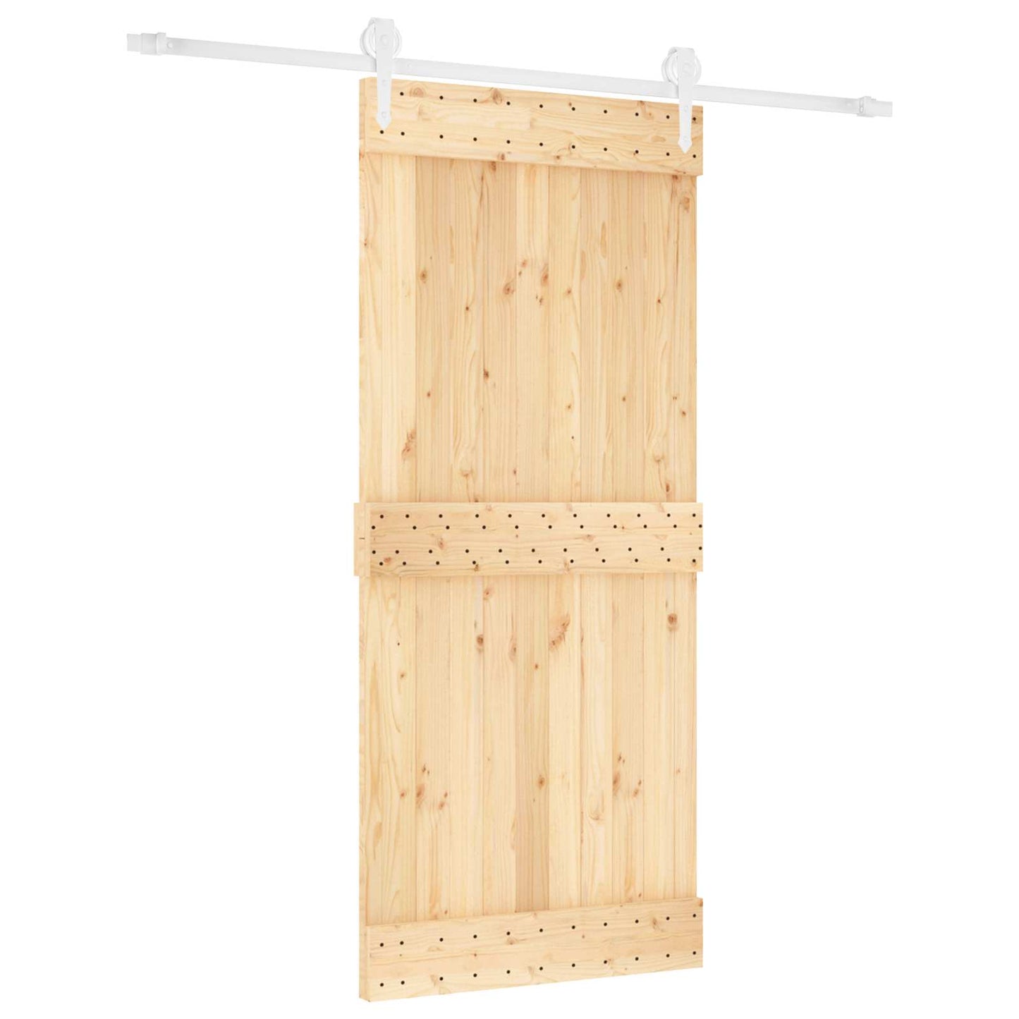 Posuvné Dveře Přírodní A Bílá 90 X 210 Cm Masivní Borové Dřevo