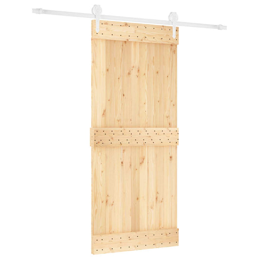Posuvné Dveře Přírodní A Bílá 90 X 210 Cm Masivní Borové Dřevo