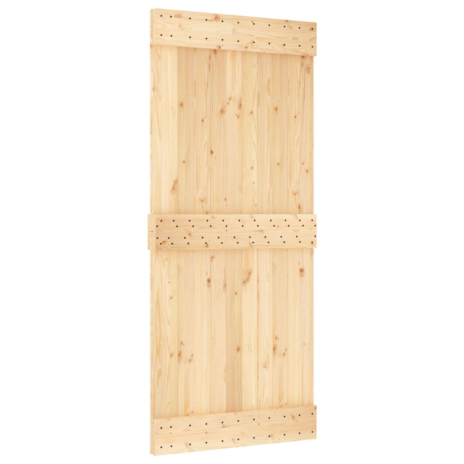 Posuvné Dveře Přírodní A Bílá 90 X 210 Cm Masivní Borové Dřevo