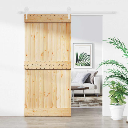 Posuvné Dveře Přírodní A Bílá 95 X 210 Cm Masivní Borové Dřevo
