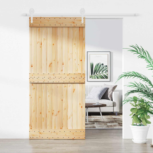 Posuvné Dveře Přírodní A Bílá 95 X 210 Cm Masivní Borové Dřevo