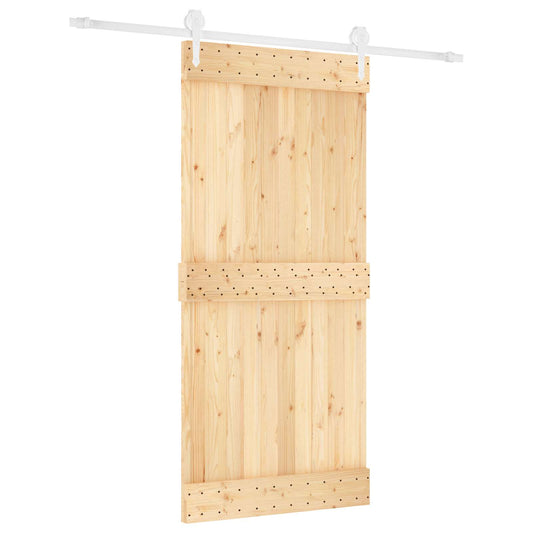 Posuvné Dveře Přírodní A Bílá 95 X 210 Cm Masivní Borové Dřevo