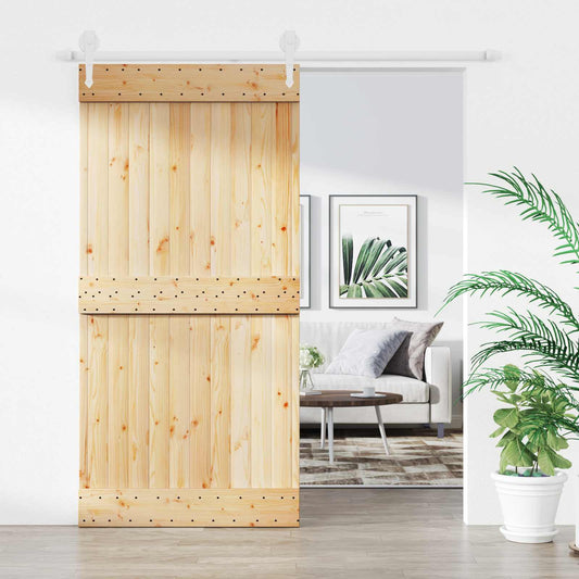 Posuvné Dveře Přírodní A Bílá 100 X 210 Cm Masivní Borové Dřevo