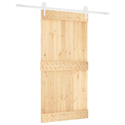 Posuvné Dveře Přírodní A Bílá 100 X 210 Cm Masivní Borové Dřevo