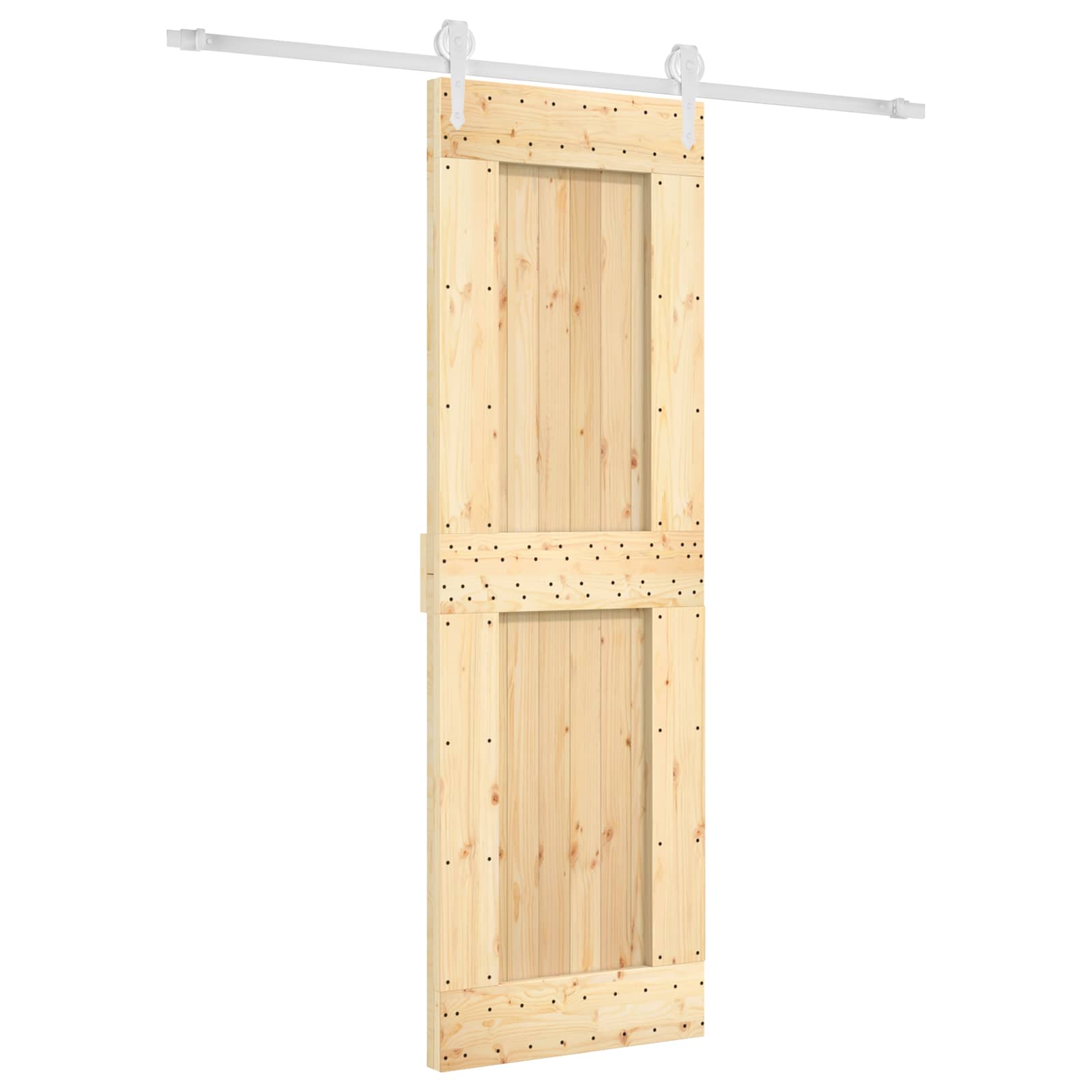 Posuvné Dveře Přírodní A Bílá 70 X 210 Cm Masivní Borové Dřevo