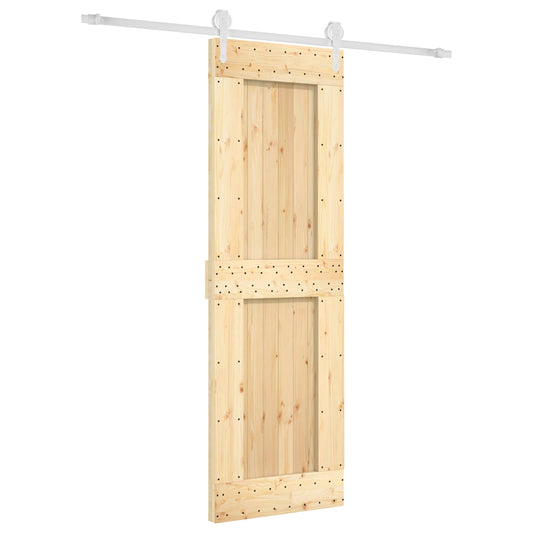 Posuvné Dveře Přírodní A Bílá 70 X 210 Cm Masivní Borové Dřevo