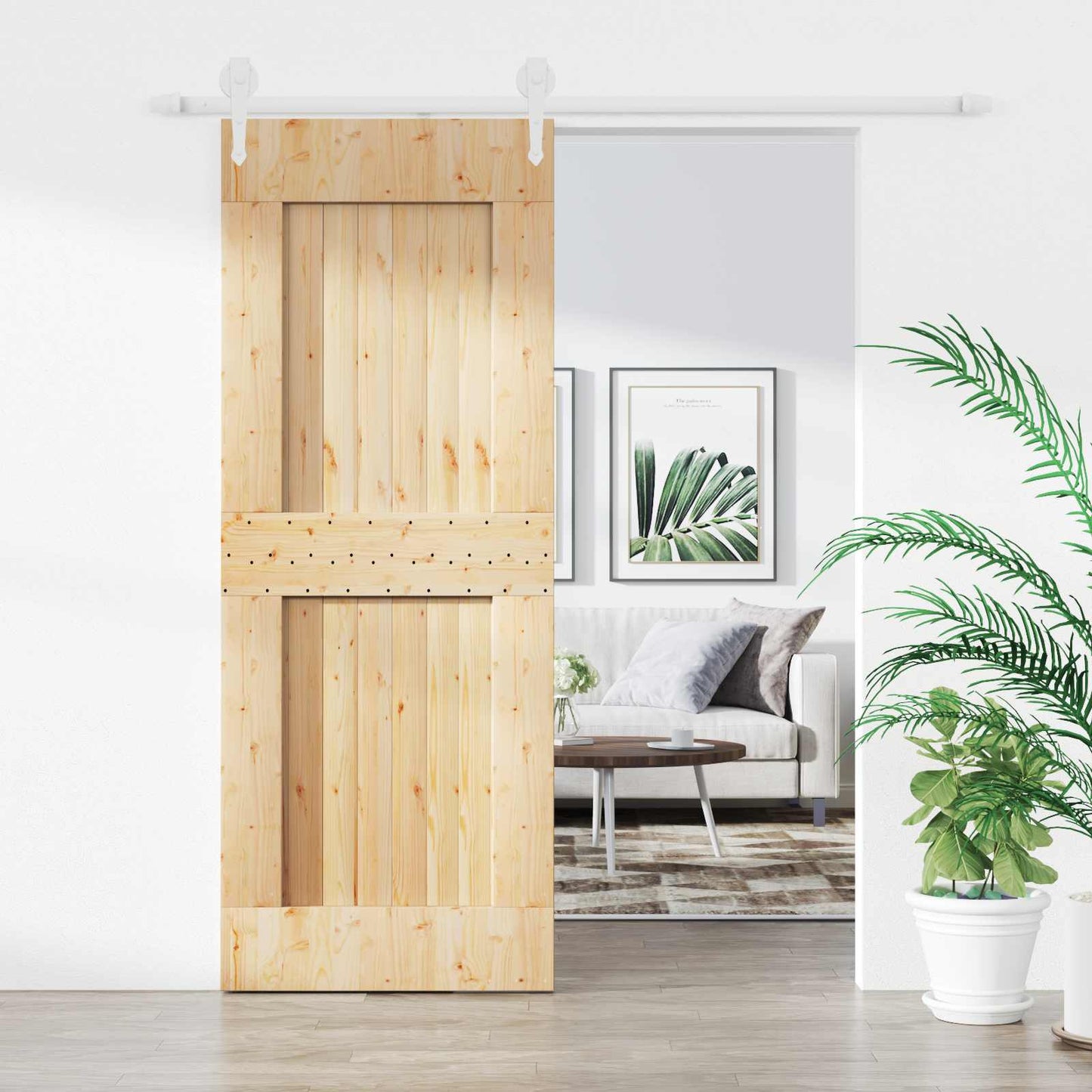 Posuvné Dveře Přírodní A Bílá 80 X 210 Cm Masivní Borové Dřevo